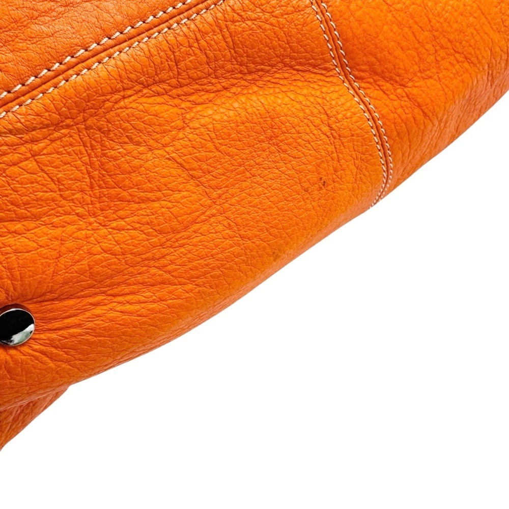 Barr + Barr Leather Large Orange Pebbled Slouchy Crossbody Satchel Bag Tote - Picture 10 of 16